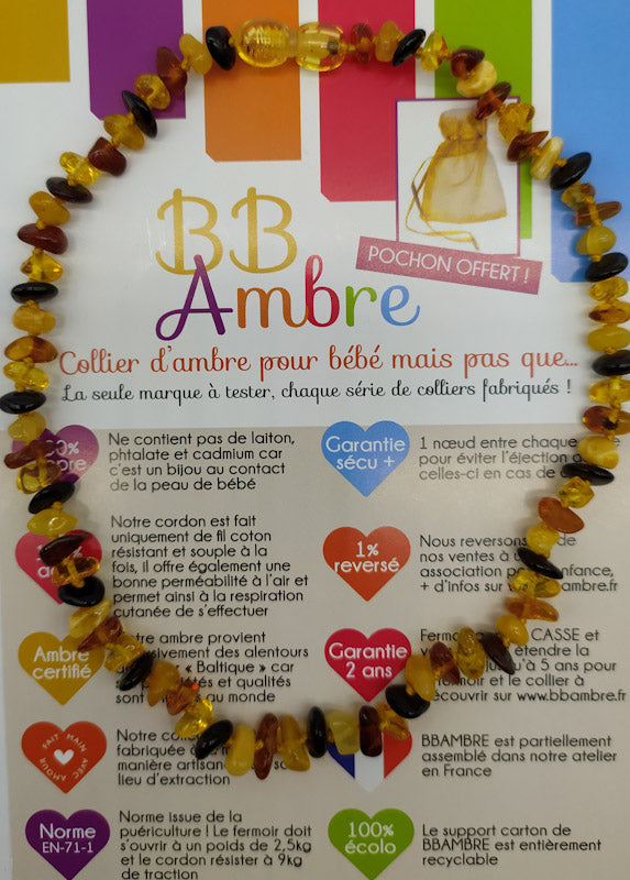 Collier d'ambre pour bébé multi couleurs